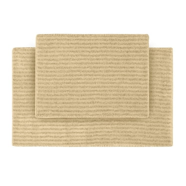 Garland Rug Sheridan Washable Nylon Bath Rug Set, 2 Piece Set (17"x24" Bath Rug, & 21"x34" Bath Rug) Linen