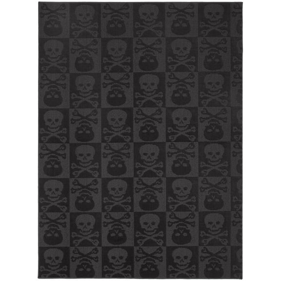 Garland Rug Skulls Black Indoor Area Rug, 7'6" x 9'6"