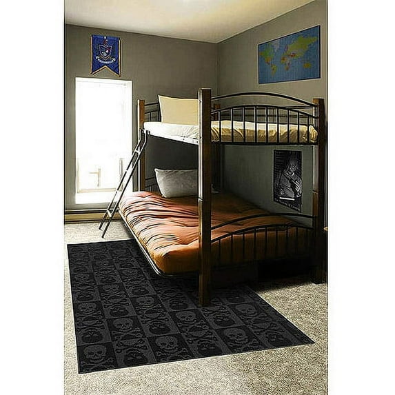 Garland Rug Skulls Black Indoor Area Rug, 4' x 6'