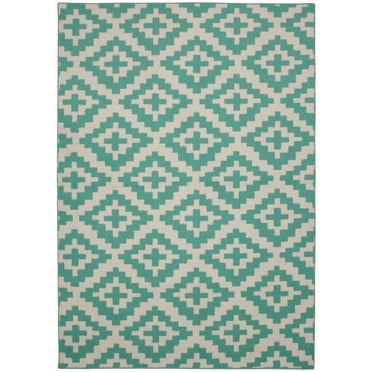 Garland Rug Southwest Polypropylene Teal/Ivory Indoor Area Rug, 5' x 7'
