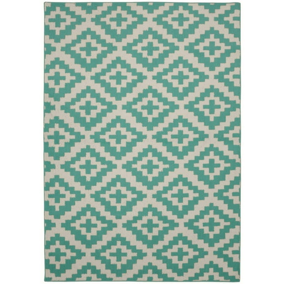 Garland Rug Southwest Polypropylene Teal/Ivory Indoor Area Rug, 5' x 7'
