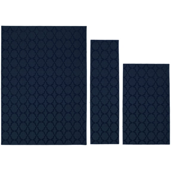 Garland Rug Sparta Indoor Rug Set, 3 Piece Set (2'x5',3'x4', 5'x7') Navy