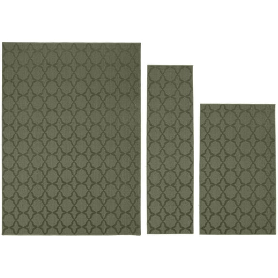 Garland Rug Sparta Indoor Rug Set, 3 Piece Set (2'x5',3'x4', 5'x7') Sage