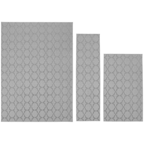 Garland Rug Sparta Indoor Rug Set, 3 Piece Set (2'x5',3'x4', 5'x7') Silver