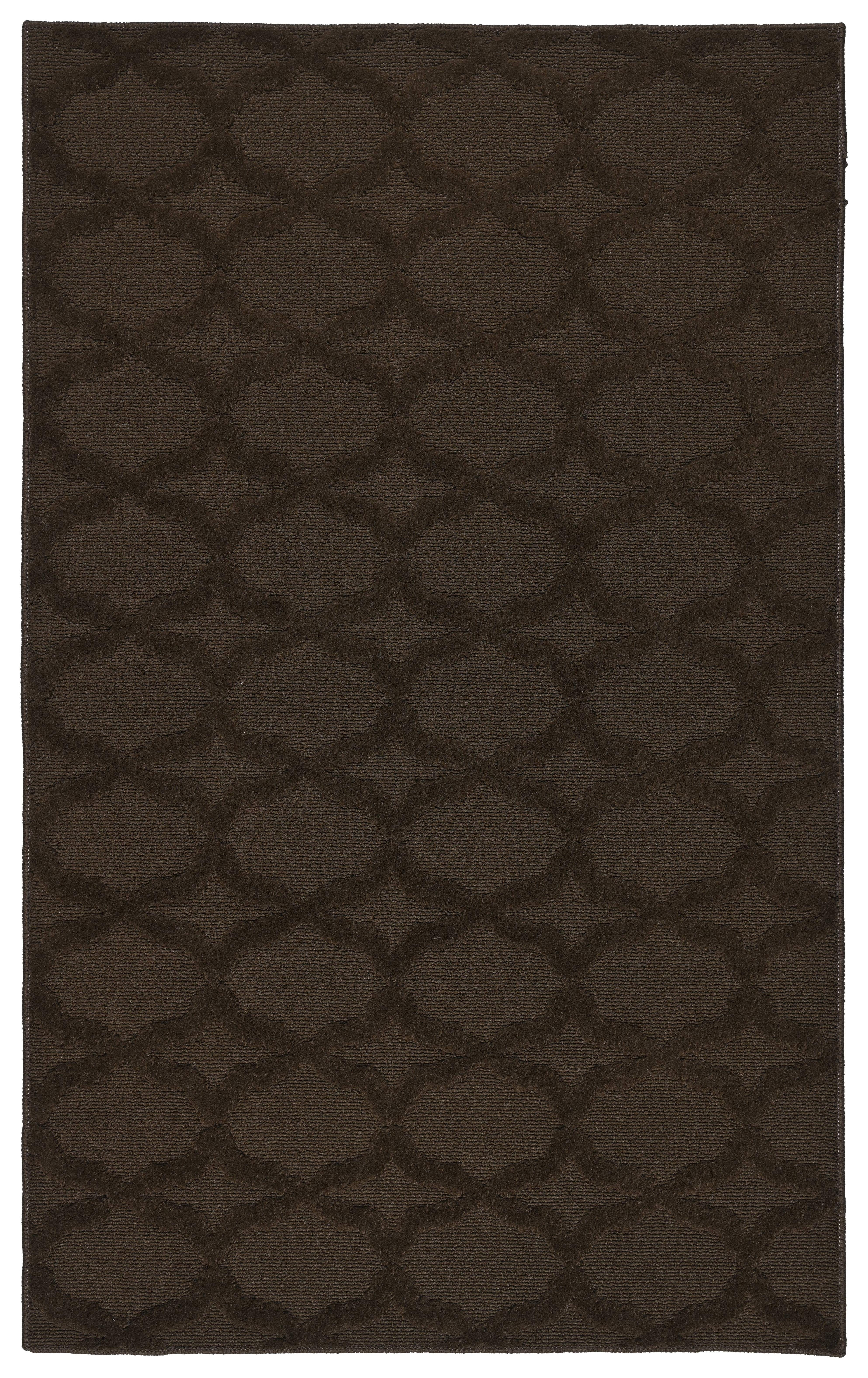 Mocha Trellis Pattern Tufted Synthetic Area Rug, 4' x 6'