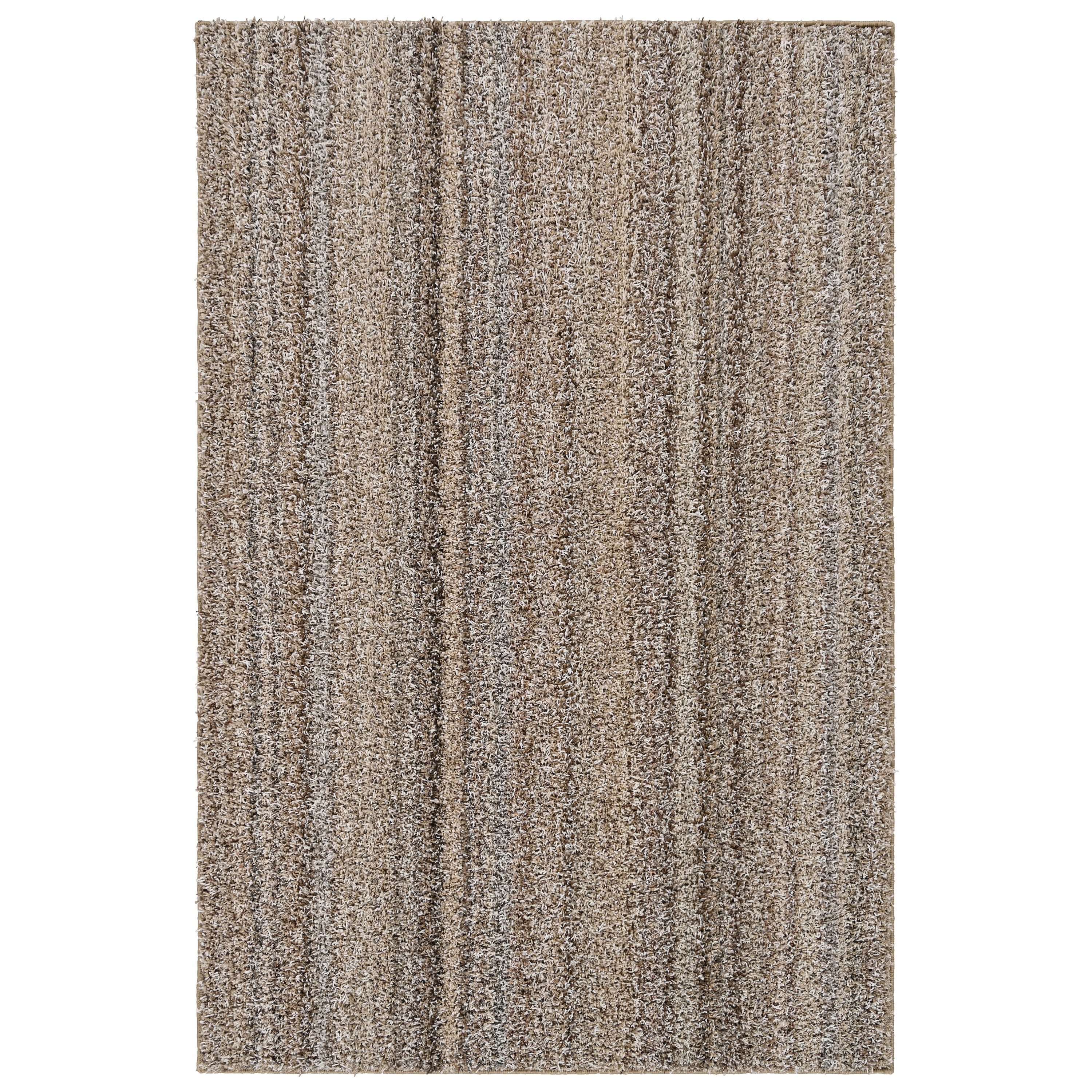 Cozy Stripe Shag 4' x 6' Earth Tone Synthetic Area Rug