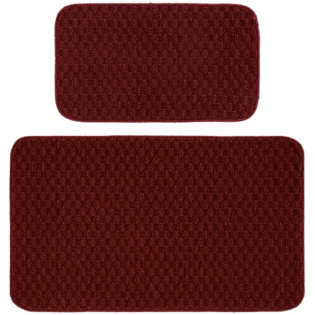 Garland Rug Town Square Chili Red Kitchen Rug Set, 2 Piece Set (18"x30", and 24"x40")