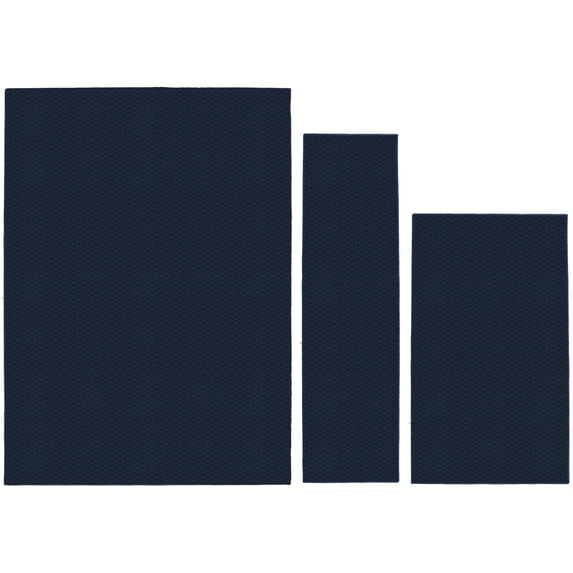 Garland Rug Town Square Indoor Rug Set, 3 Piece (2'x5',3'x4', 5'x7') Navy
