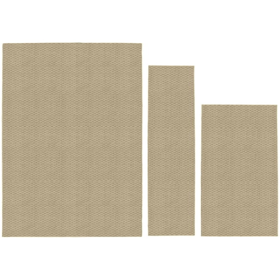 Garland Rug Town Square Indoor Rug Set, 3 Piece (2'x5',3'x4', 5'x7') Tan