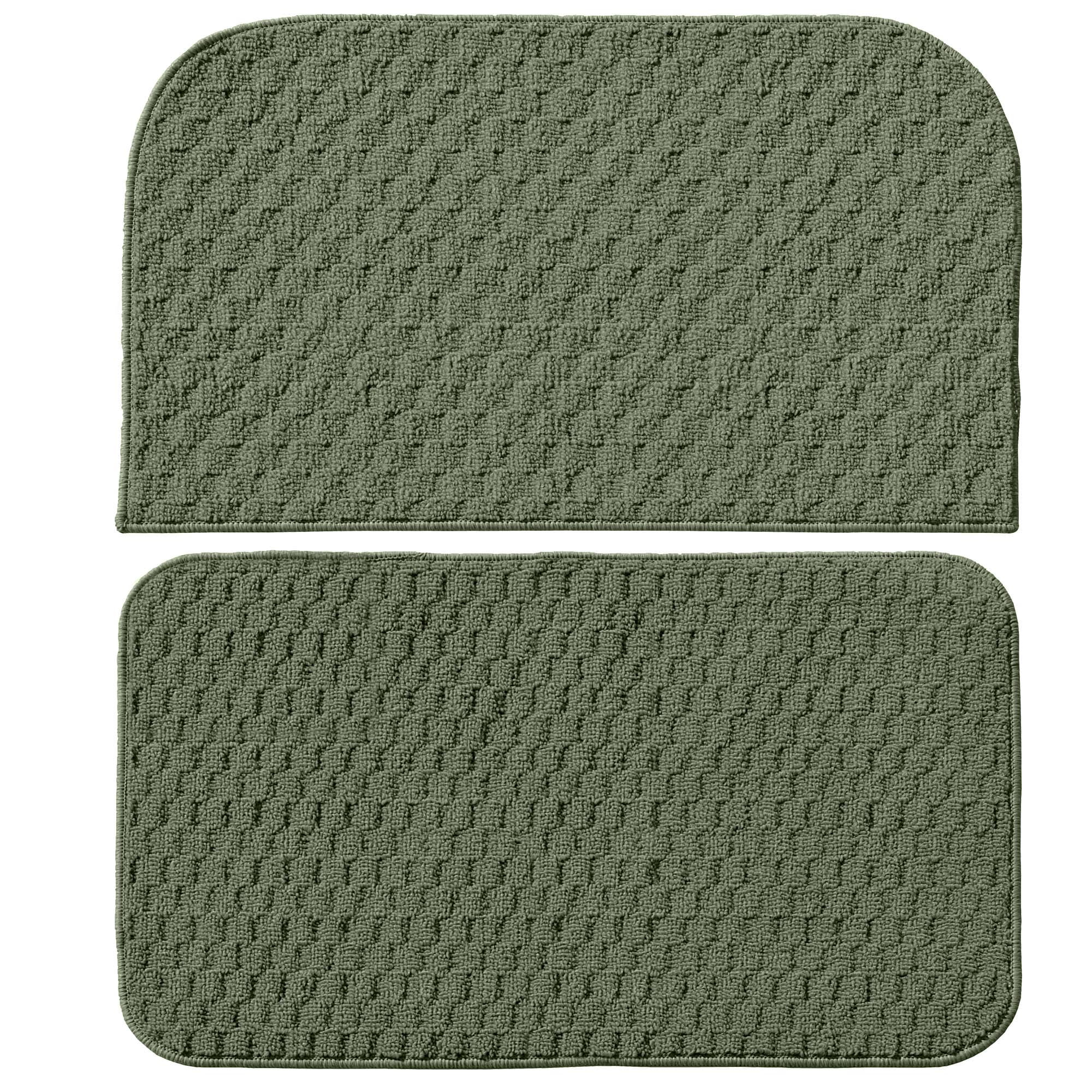 Garland Rug Town Square Polypropylene Sage Kitchen Rug Set, 2 Piece Sliced Set (18"x28" Sliced, and 18"x28")