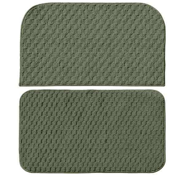 Garland Rug Town Square Polypropylene Sage Kitchen Rug Set, 2 Piece Sliced Set (18"x28" Sliced, and 18"x28")