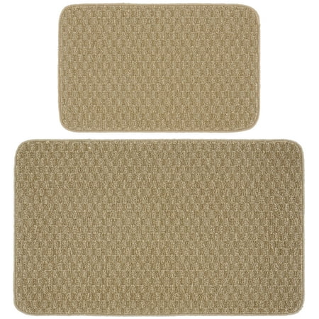 Garland Rug Town Square Tan Kitchen Rug Set, 2 Piece Set (18"x30", and 24"x40")