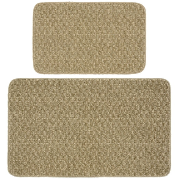 Garland Rug Town Square Tan Kitchen Rug Set, 2 Piece Set (18"x30", and 24"x40")