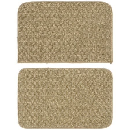 Garland Rug Town Square Tan Kitchen Rug Set, 2 Piece Sliced Set (18"x28" Sliced, and 18"x28")