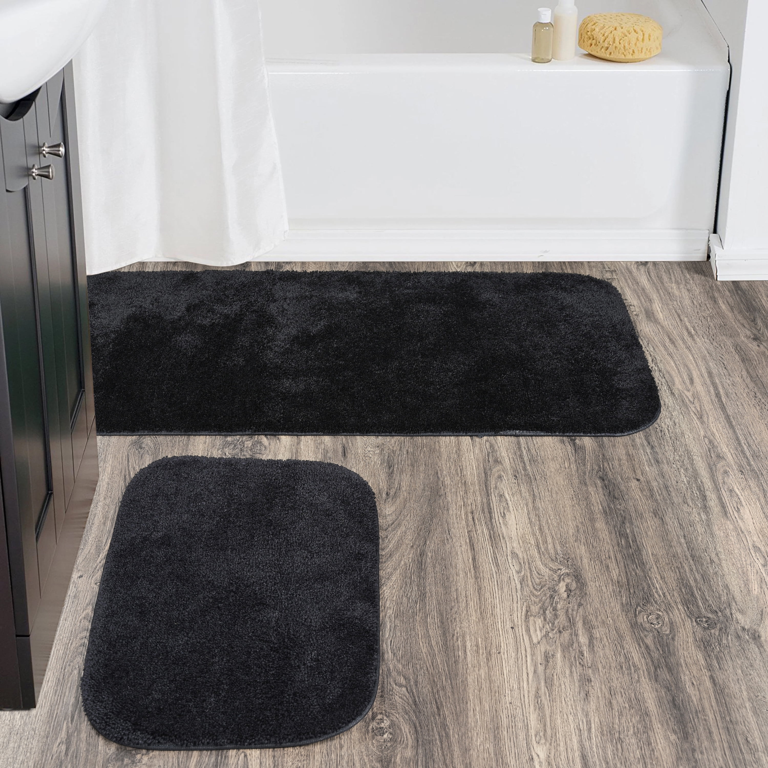 Garland Rug Traditional 2 Piece Nylon Washable Bathroom Rug Set (21x34/22x60) Black - Walmart.com
