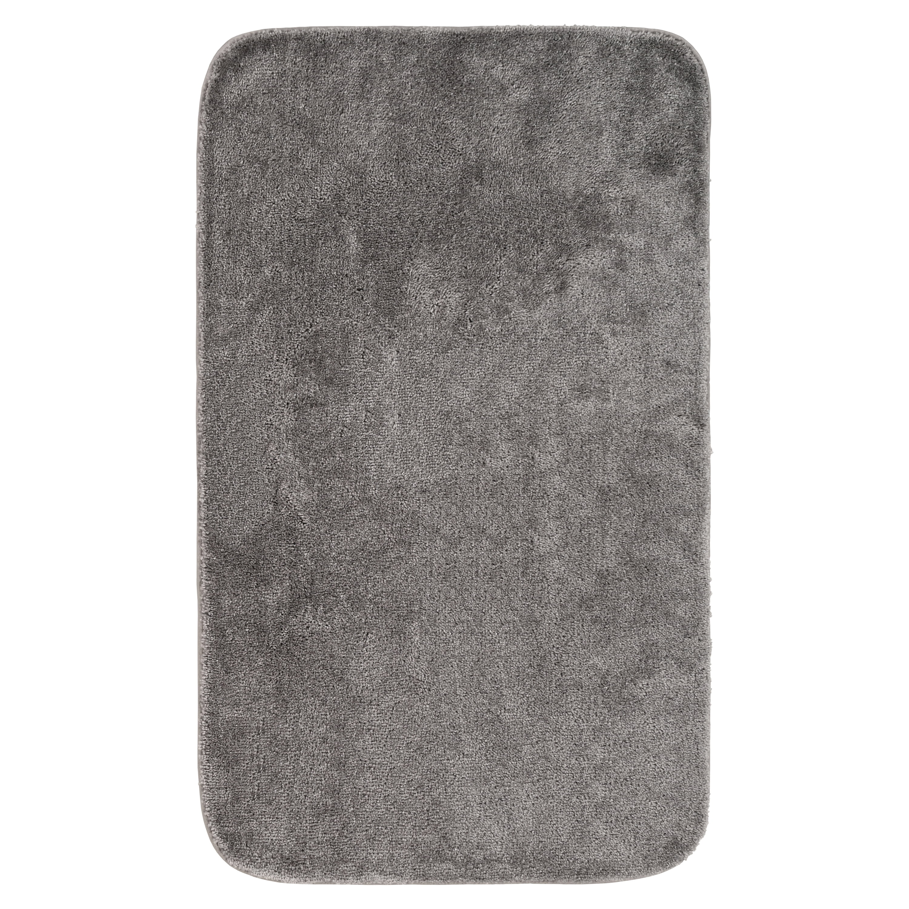 Garland Rug Traditional Washable Nylon Medium Gray Bath Rug, 30" x 50