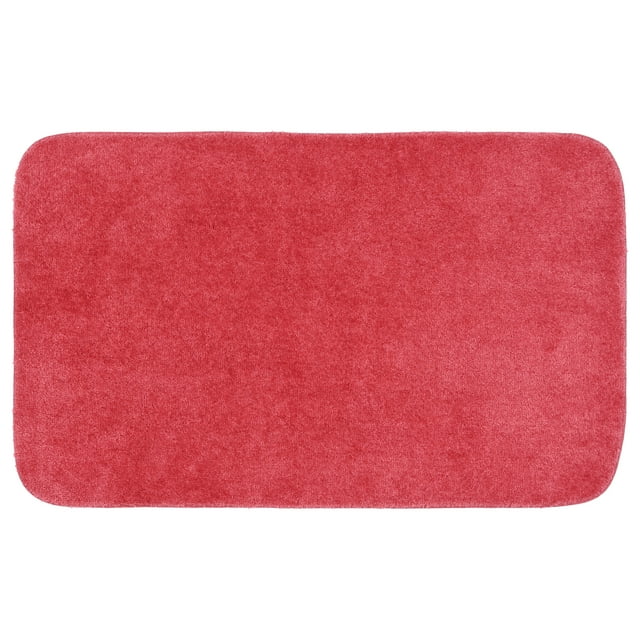 Garland Rug Traditional Washable Nylon Pink Hibiscus Bath Rug, 30" x 50