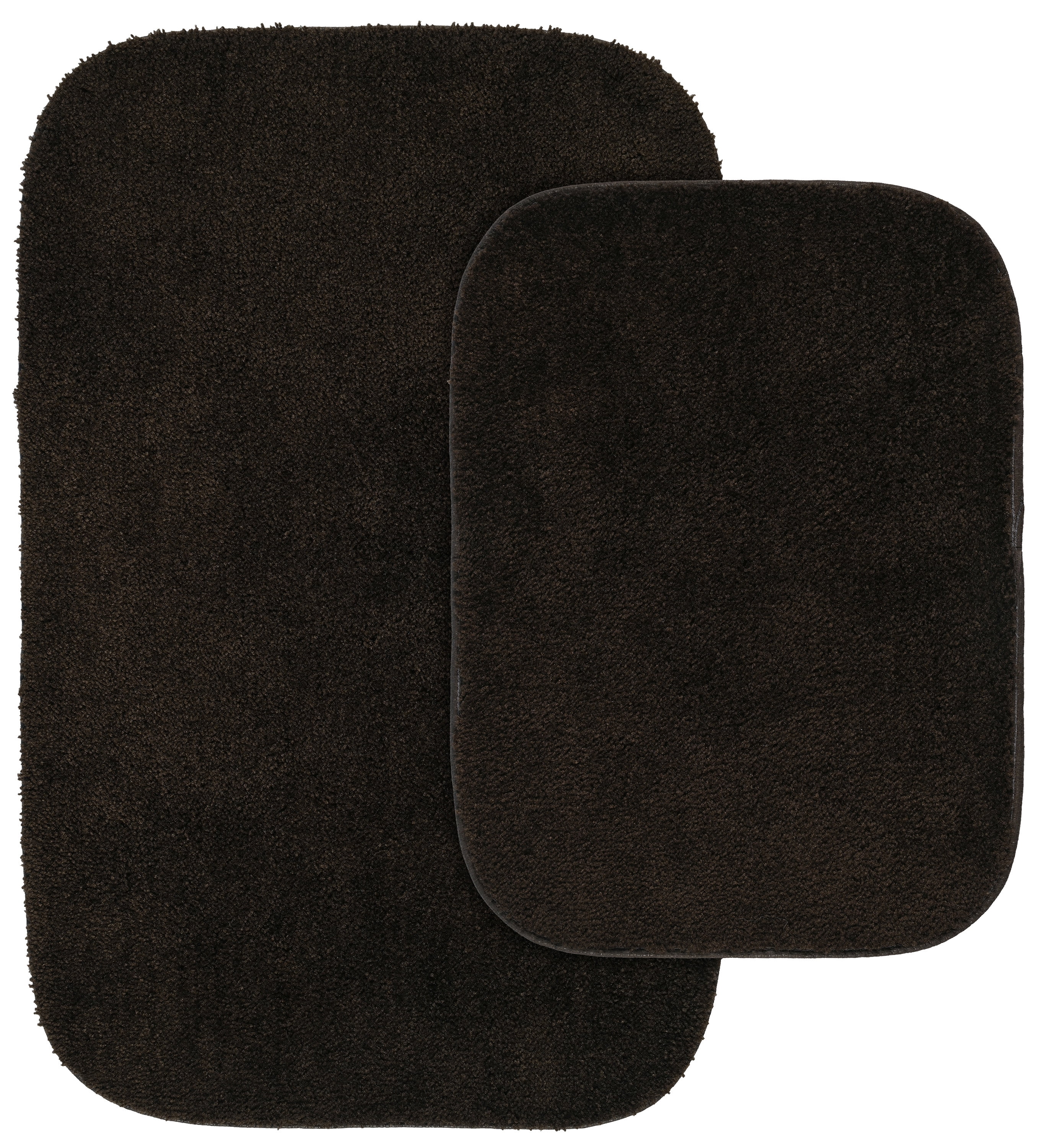 Chocolate Nylon Traditional 2-Piece Bathroom Rug Set