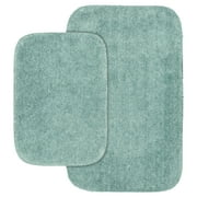 Garland Rug Traditional Washable Bath Rug Set, 2 Piece Set (17"x24" Bath Rug, & 21"x34" Bath Rug) Sea Foam