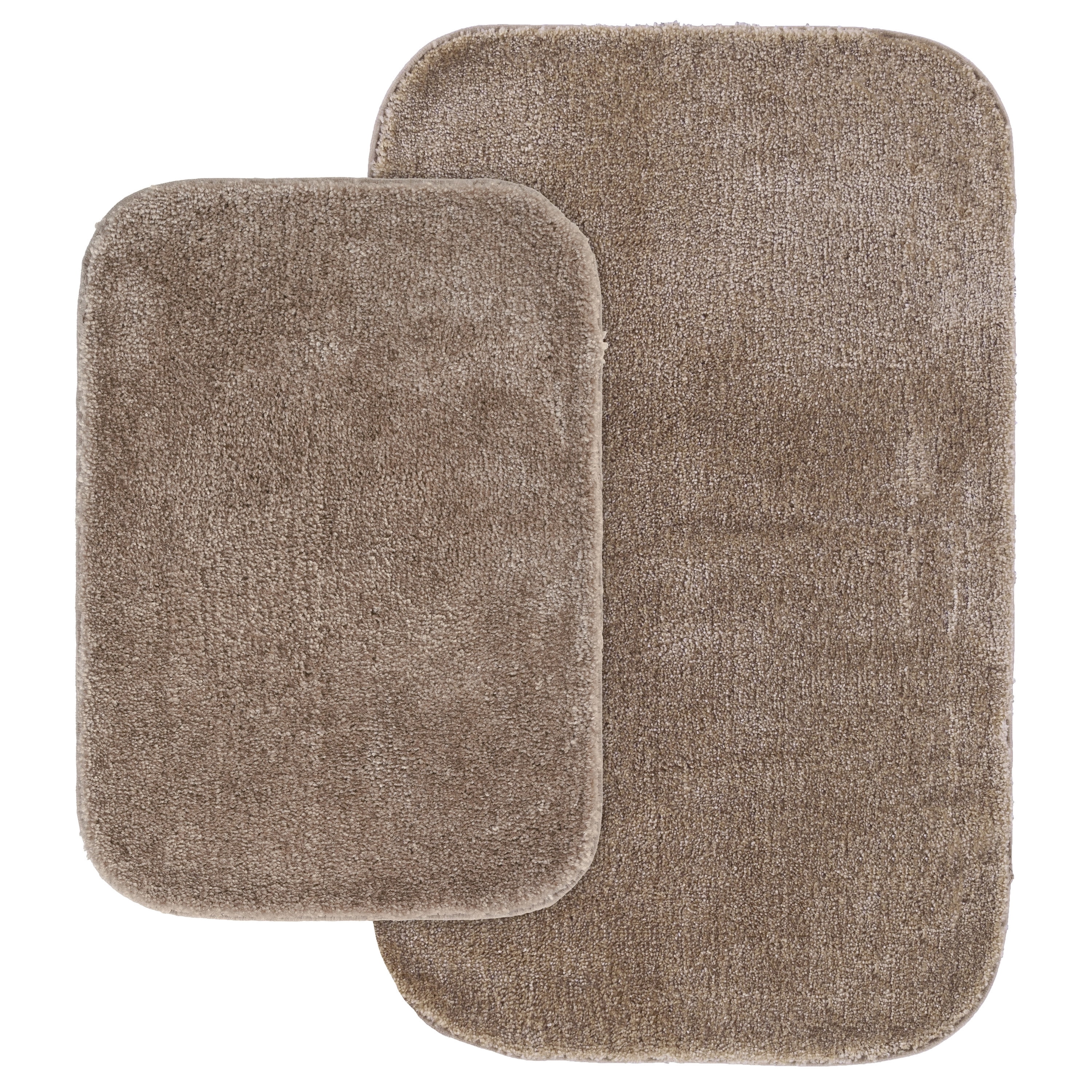 Garland Rug Traditional Washable Bath Rug Set, 2 Piece Set (17"x24" Bath Rug, & 21"x34" Bath Rug) Taupe