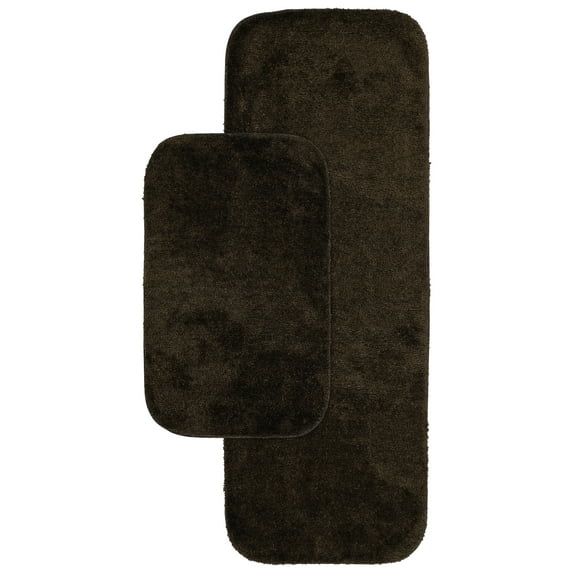 Garland Rug Traditional Washable Bath Rug Set, 2-Piece Set (21"x34" Bath Rug, & 22"x60" Runner) Chocolate