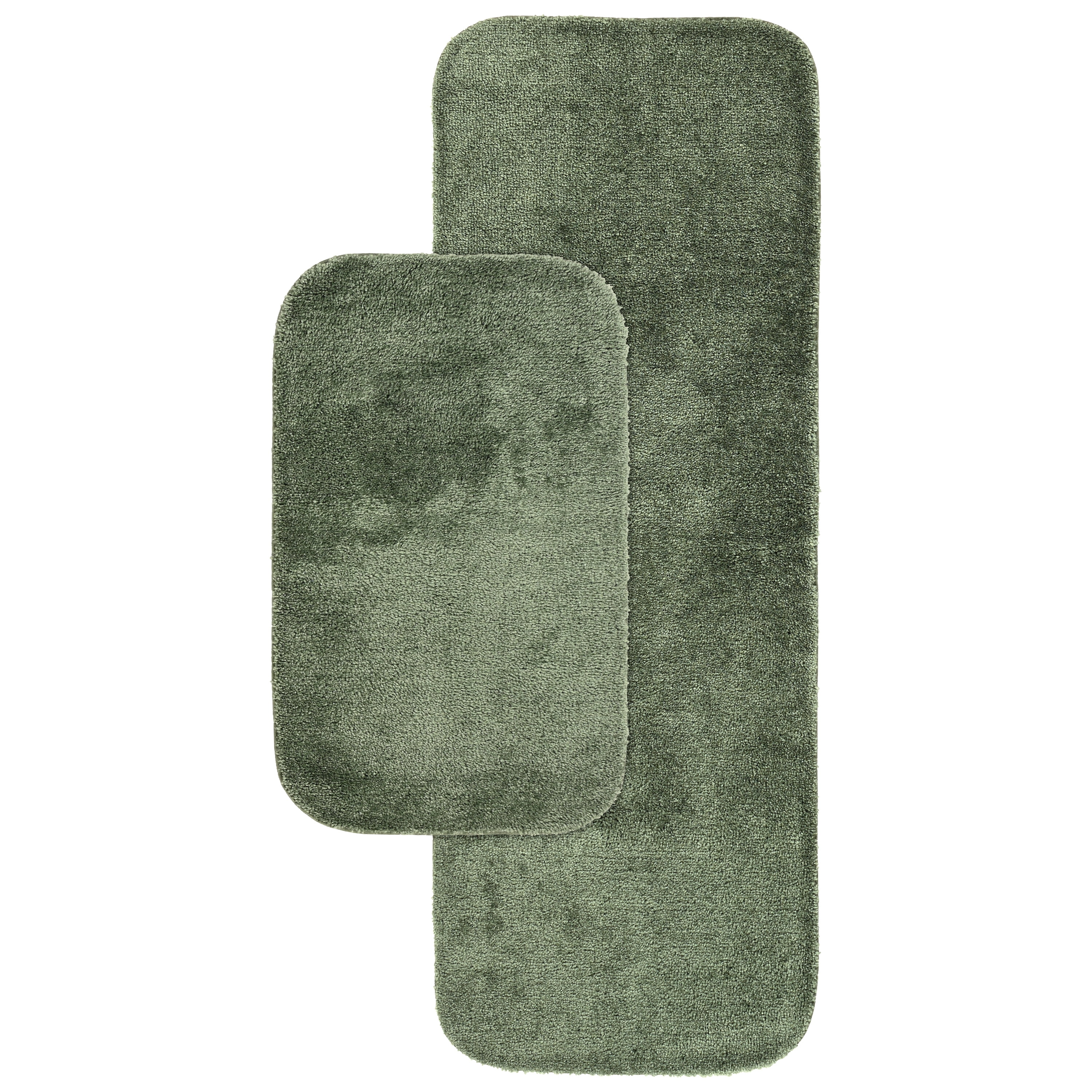 Deep Fern Nylon Washable 2-Piece Bathroom Rug Set with Latex Backing
