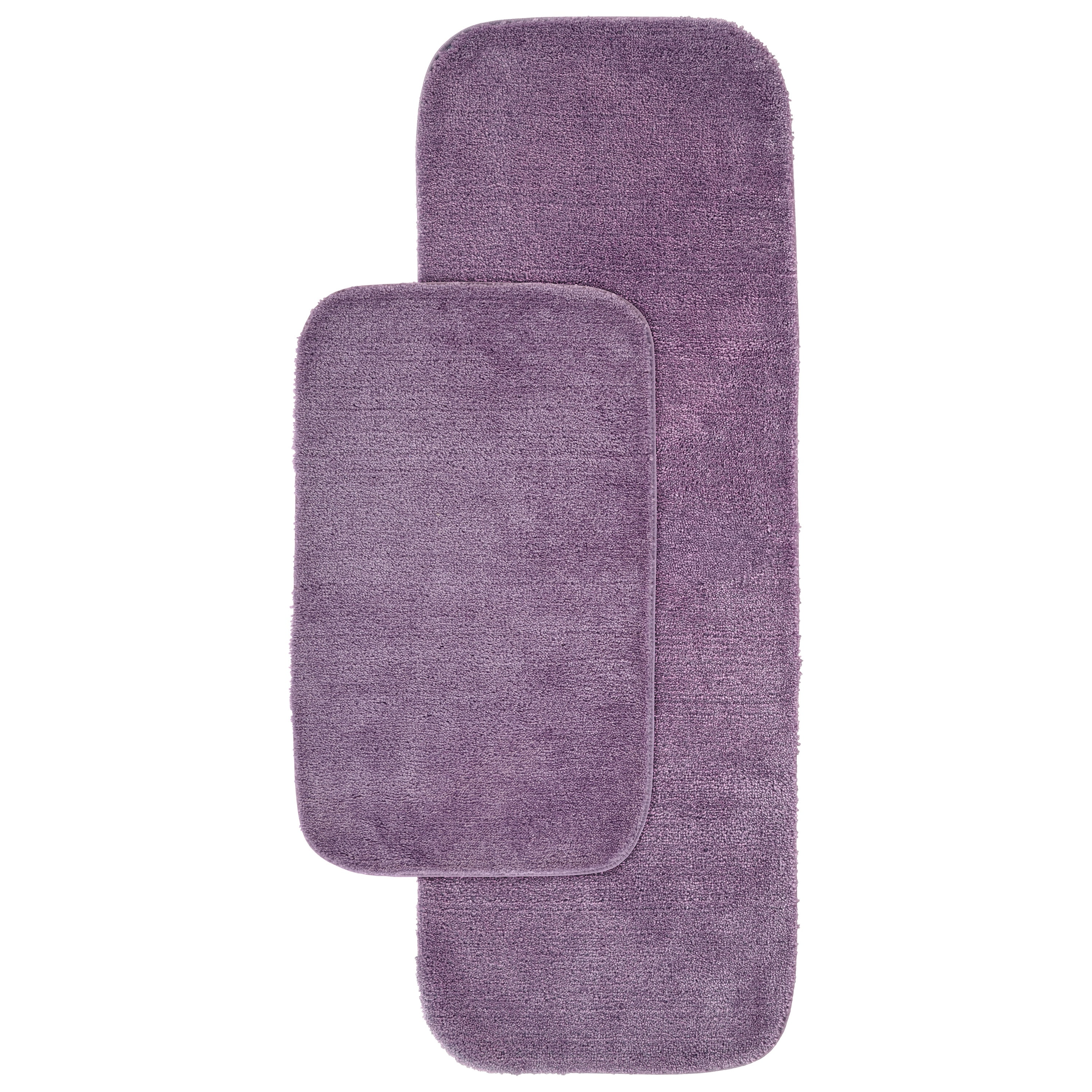 Purple Nylon Traditional Bathroom Rug Set with Latex Backing