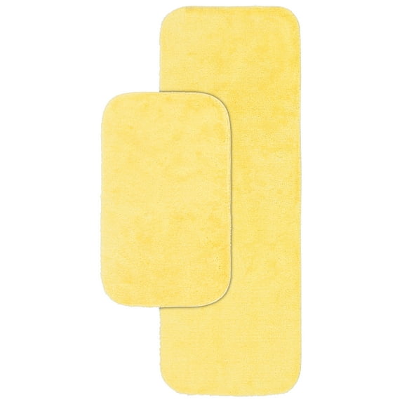 Garland Rug Traditional Washable Bath Rug Set, 2-Piece Set (21"x34" Bath Rug, & 22"x60" Runner) Rubber Ducky Yellow