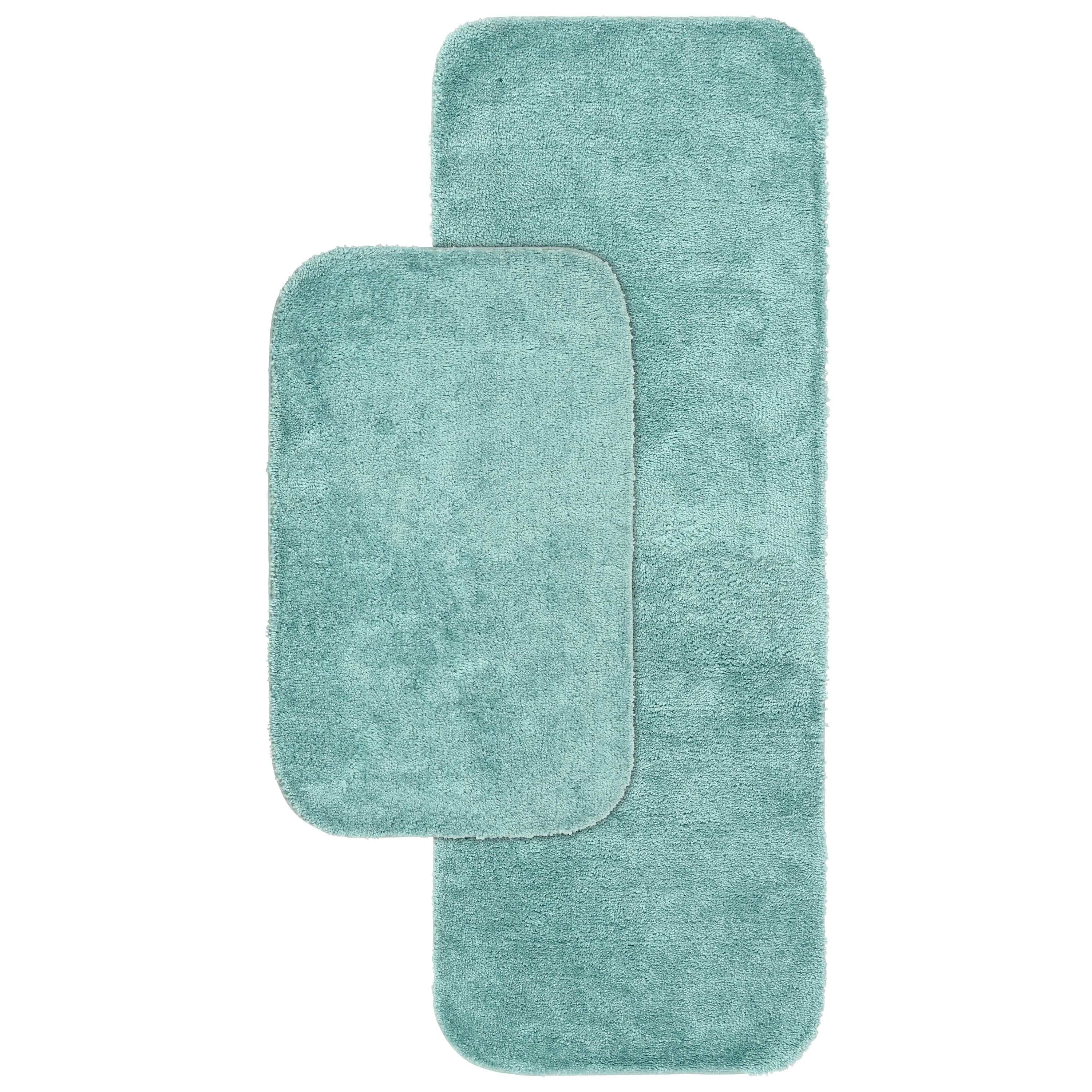 Garland Rug Traditional Washable Bath Rug Set, 2-Piece Set (21"x34" Bath Rug, & 22"x60" Runner) Sea Foam