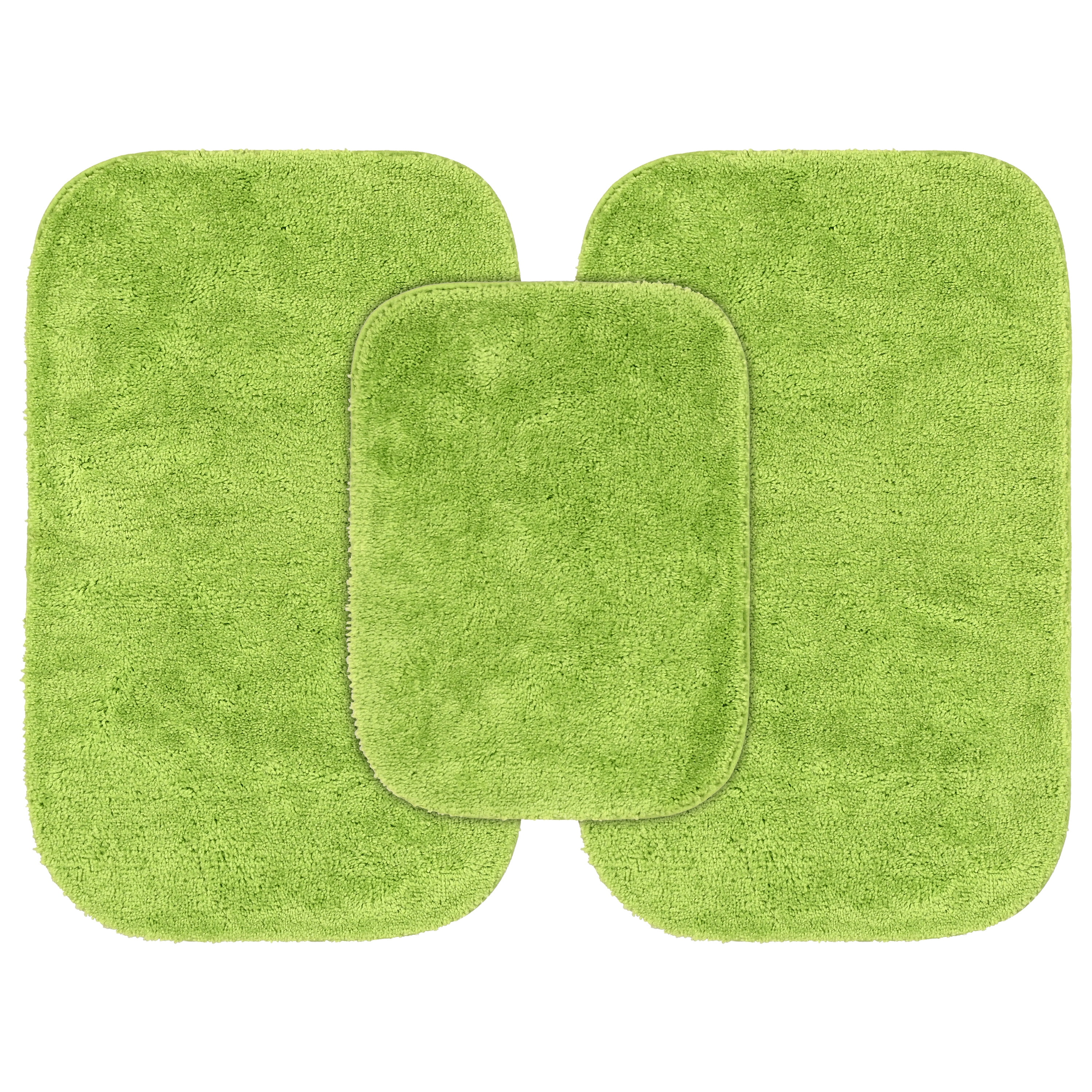 Garland Rug Traditional Washable Bath Rug Set, 3-Piece Set (17"x24" Bath Rug and Two 21"x34" Bath Rugs) Lime-Aid