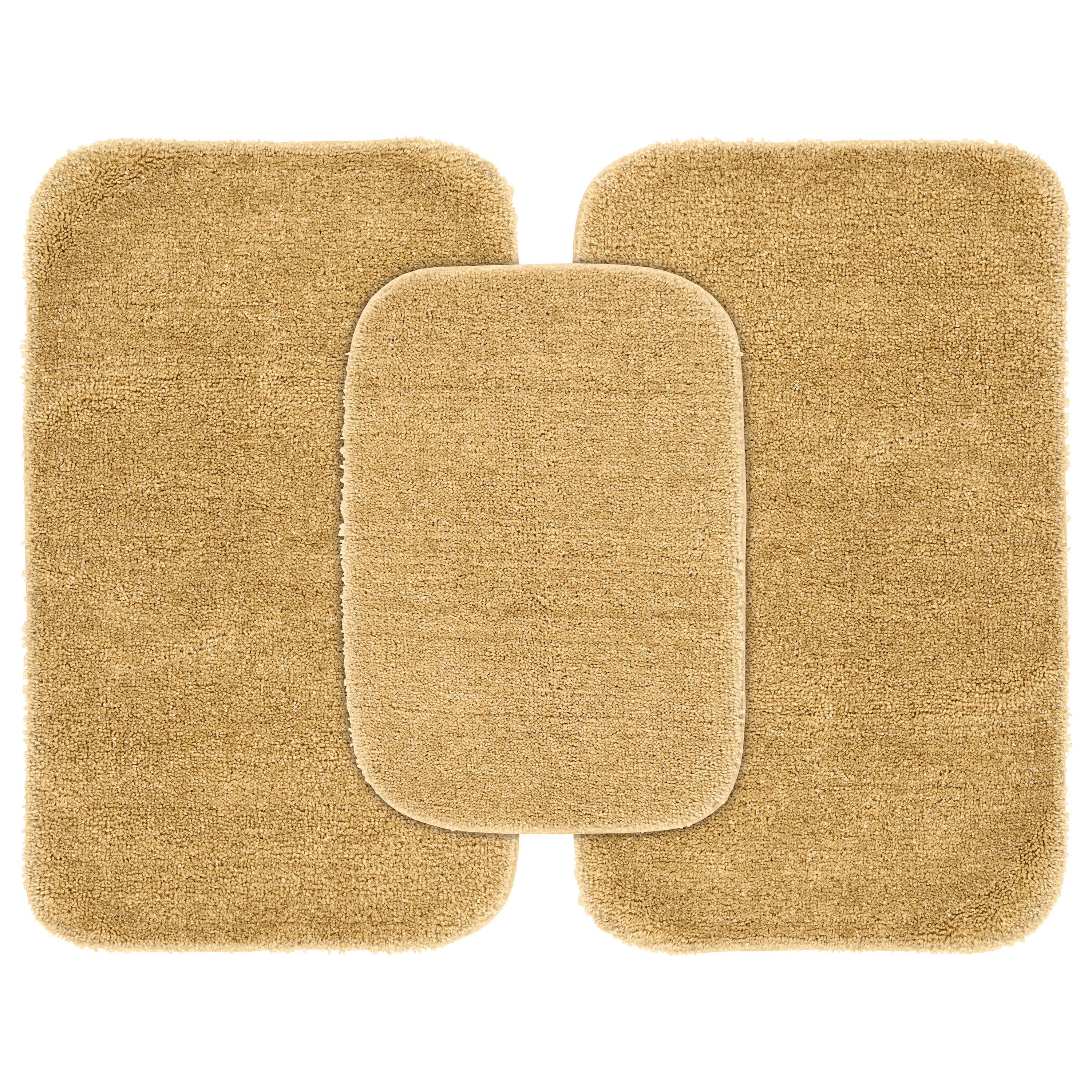 Garland Rug Traditional Washable Bath Rug Set, 3-Piece Set (17"x24" Bath Rug and Two 21"x34" Bath Rugs) Linen