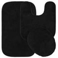 thumbnail image 1 of Garland Rug Traditional Washable Bath Rug Set, 3 Piece Set (21"x34" Bath Rug, Contour Rug, & Toilet Lid) Black, 1 of 8