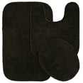 thumbnail image 1 of Garland Rug Traditional Washable Bath Rug Set, 3 Piece Set (21"x34" Bath Rug, Contour Rug, & Toilet Lid) Chocolate, 1 of 7