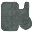 thumbnail image 1 of Garland Rug Traditional Washable Bath Rug Set, 3 Piece Set (21"x34" Bath Rug, Contour Rug, & Toilet Lid) Dark Gray, 1 of 8