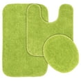 thumbnail image 1 of Garland Rug Traditional Washable Bath Rug Set, 3 Piece Set (21"x34" Bath Rug, Contour Rug, & Toilet Lid) Lime-Aid, 1 of 7