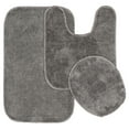 thumbnail image 1 of Garland Rug Traditional Washable Bath Rug Set, 3 Piece Set (21"x34" Bath Rug, Contour Rug, & Toilet Lid) Medium Gray, 1 of 7