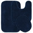 thumbnail image 1 of Garland Rug Traditional Washable Bath Rug Set, 3 Piece Set (21"x34" Bath Rug, Contour Rug, & Toilet Lid) Navy, 1 of 8