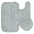 thumbnail image 1 of Garland Rug Traditional Washable Bath Rug Set, 3 Piece Set (21"x34" Bath Rug, Contour Rug, & Toilet Lid) Platinum Gray, 1 of 7