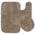 thumbnail image 1 of Garland Rug Traditional Washable Bath Rug Set, 3 Piece Set (21"x34" Bath Rug, Contour Rug, & Toilet Lid) Taupe, 1 of 6