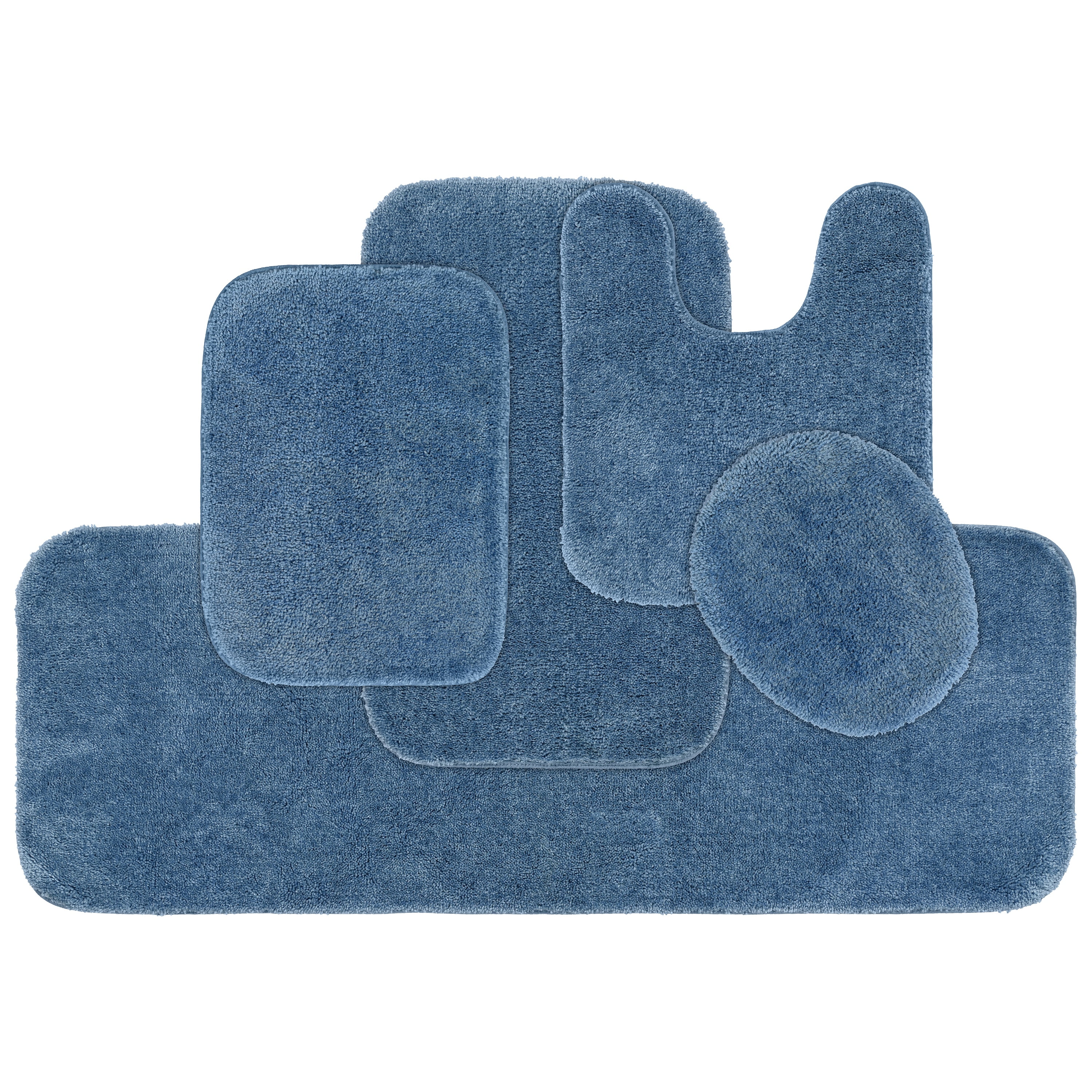 Garland Rugs, Bath Rug Set, 5 Piece, Blue, Traditional Washable Design ...