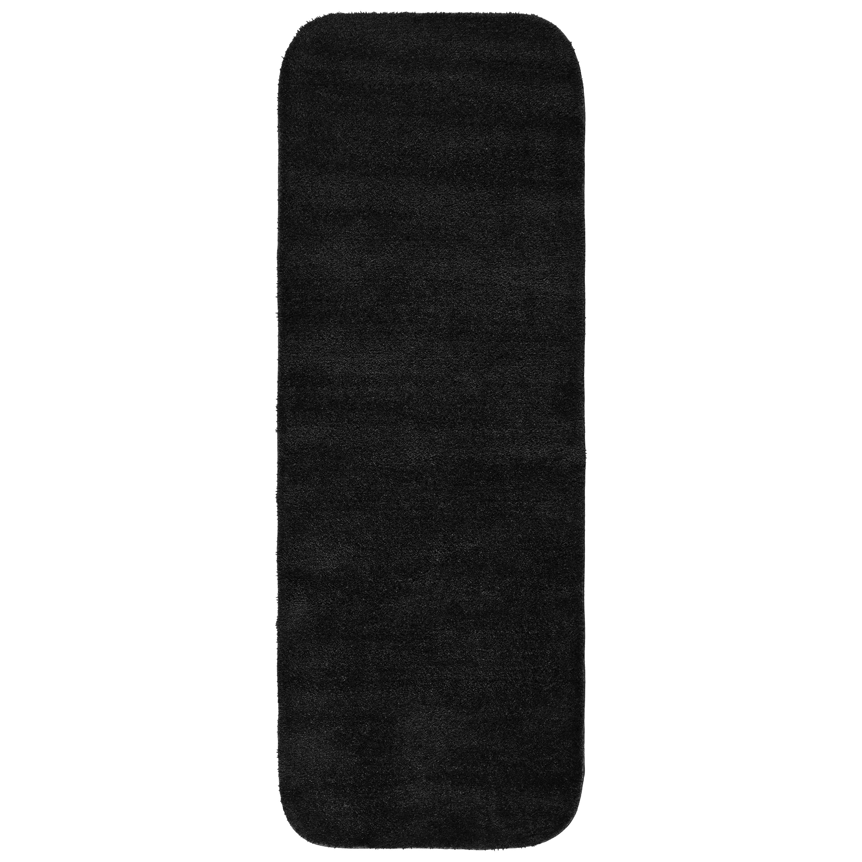 Garland Rug Traditional Washable Nylon Black Bathroom Runner, 22" x 60"