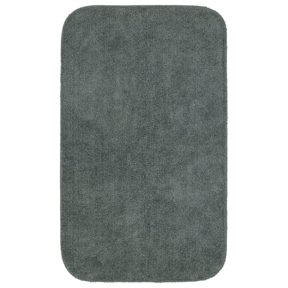 Garland Rug Traditional Washable Nylon Dark Gray Bath Rug, 30" x 50"