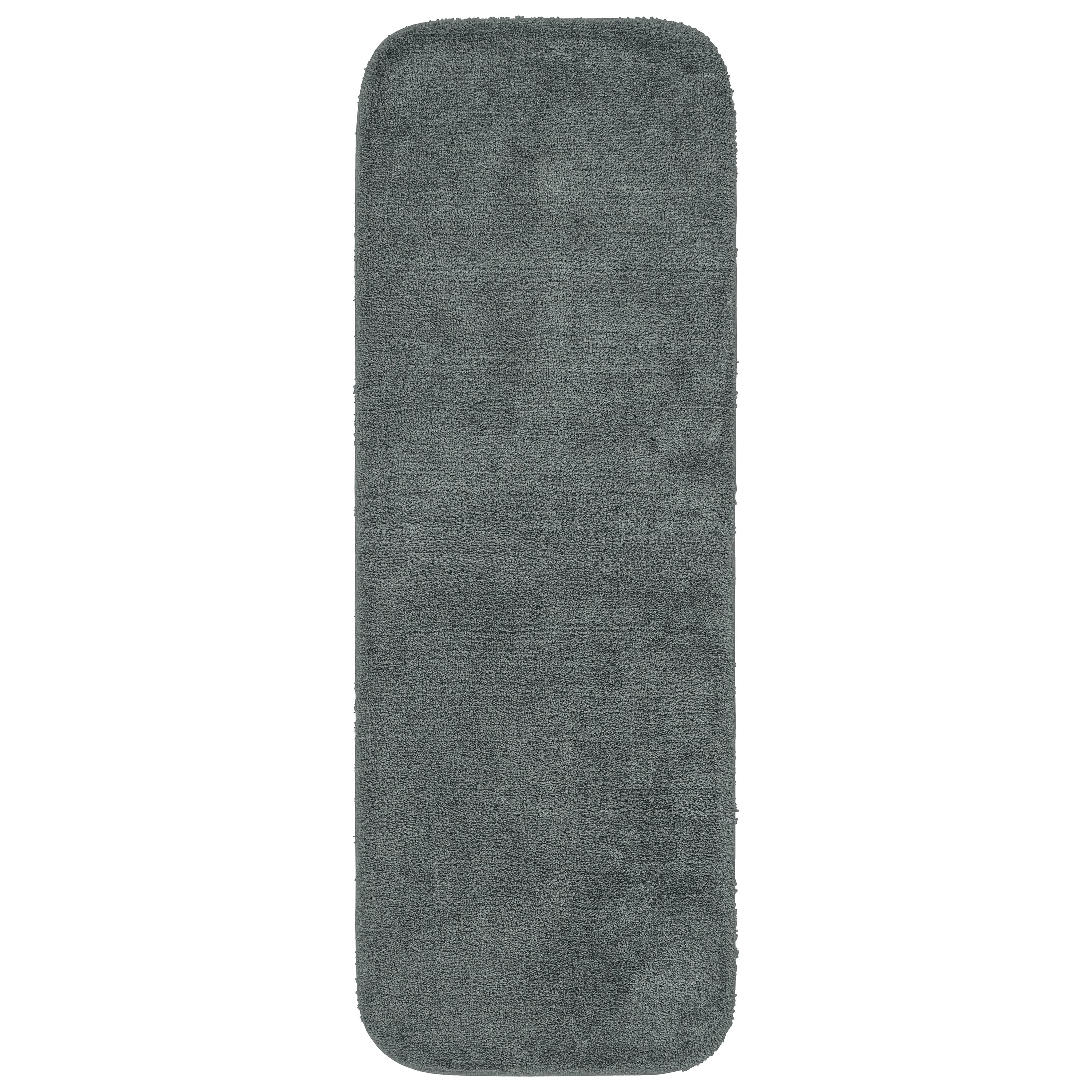 Garland Rug Traditional Washable Nylon Dark Gray Bathroom Runner, 22" x