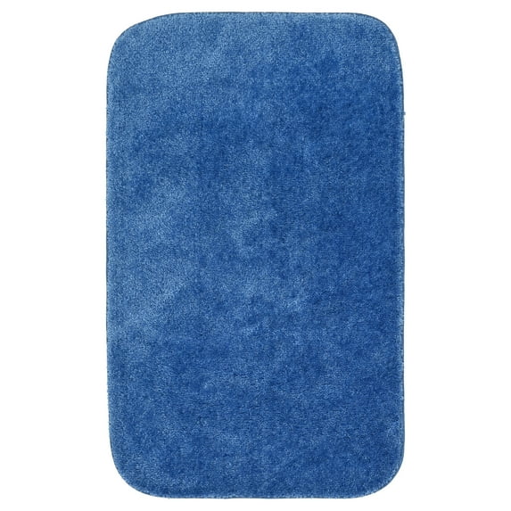 Garland Rug Traditional Washable Nylon Electric Blue Bath Rug, 24" x 40"