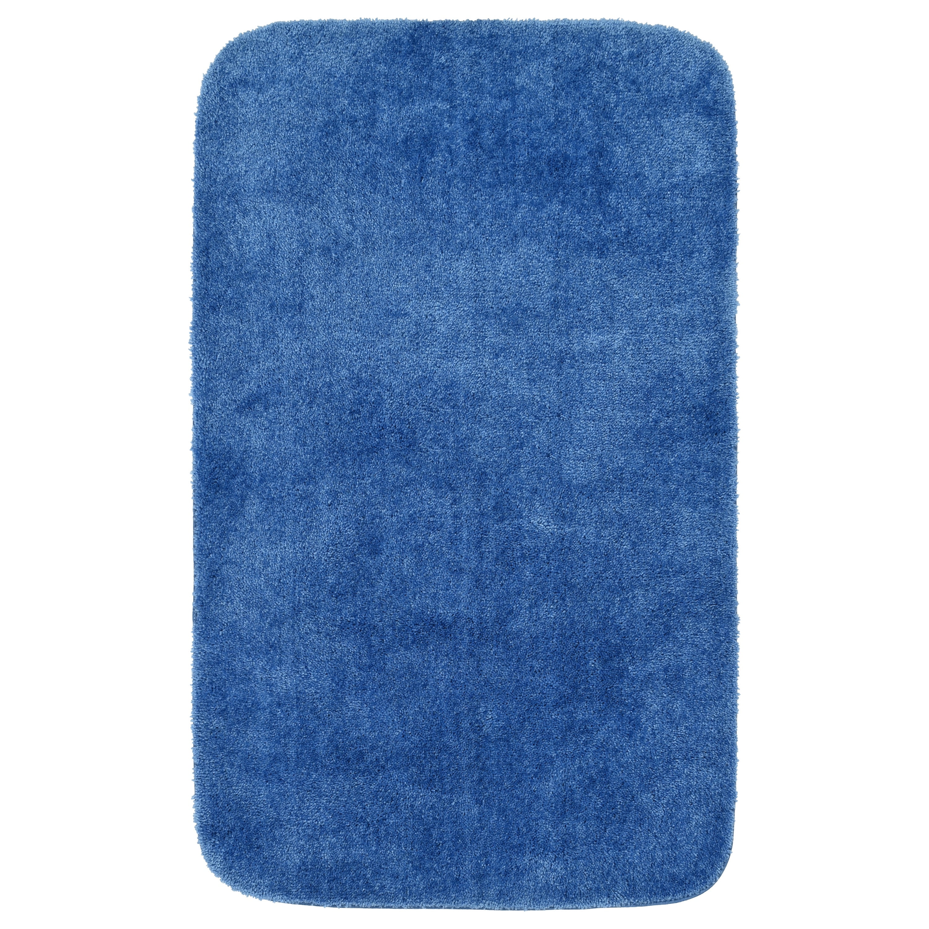 Garland Rug Traditional Washable Nylon Electric Blue Bath Rug, 30" x 50"