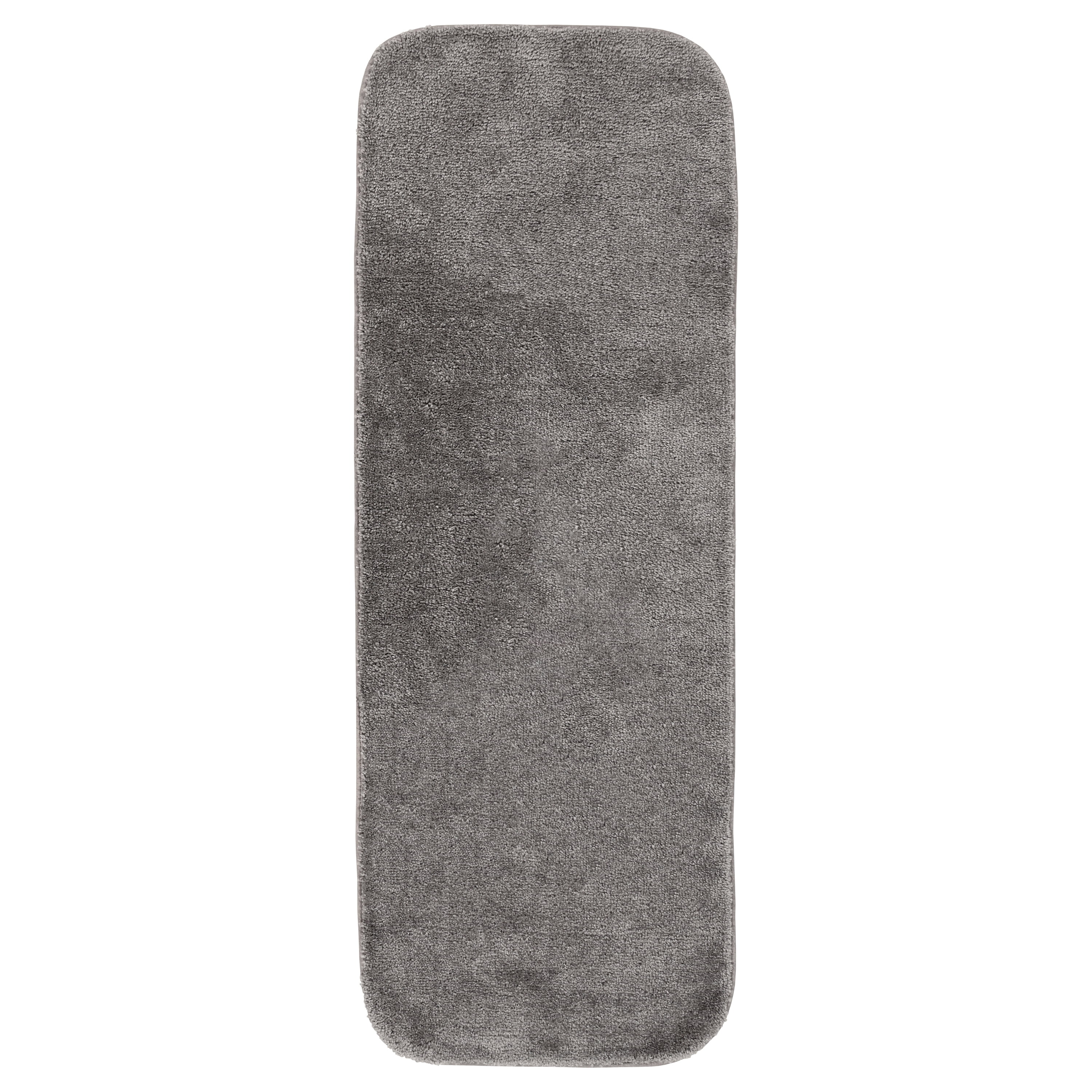 Garland Rug Traditional Washable Nylon Medium Gray Bathroom Runner, 22" x 60"