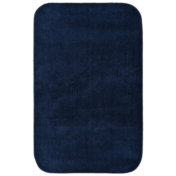 Garland Rug Traditional Washable Nylon Navy Bath Rug, 30" x 50"