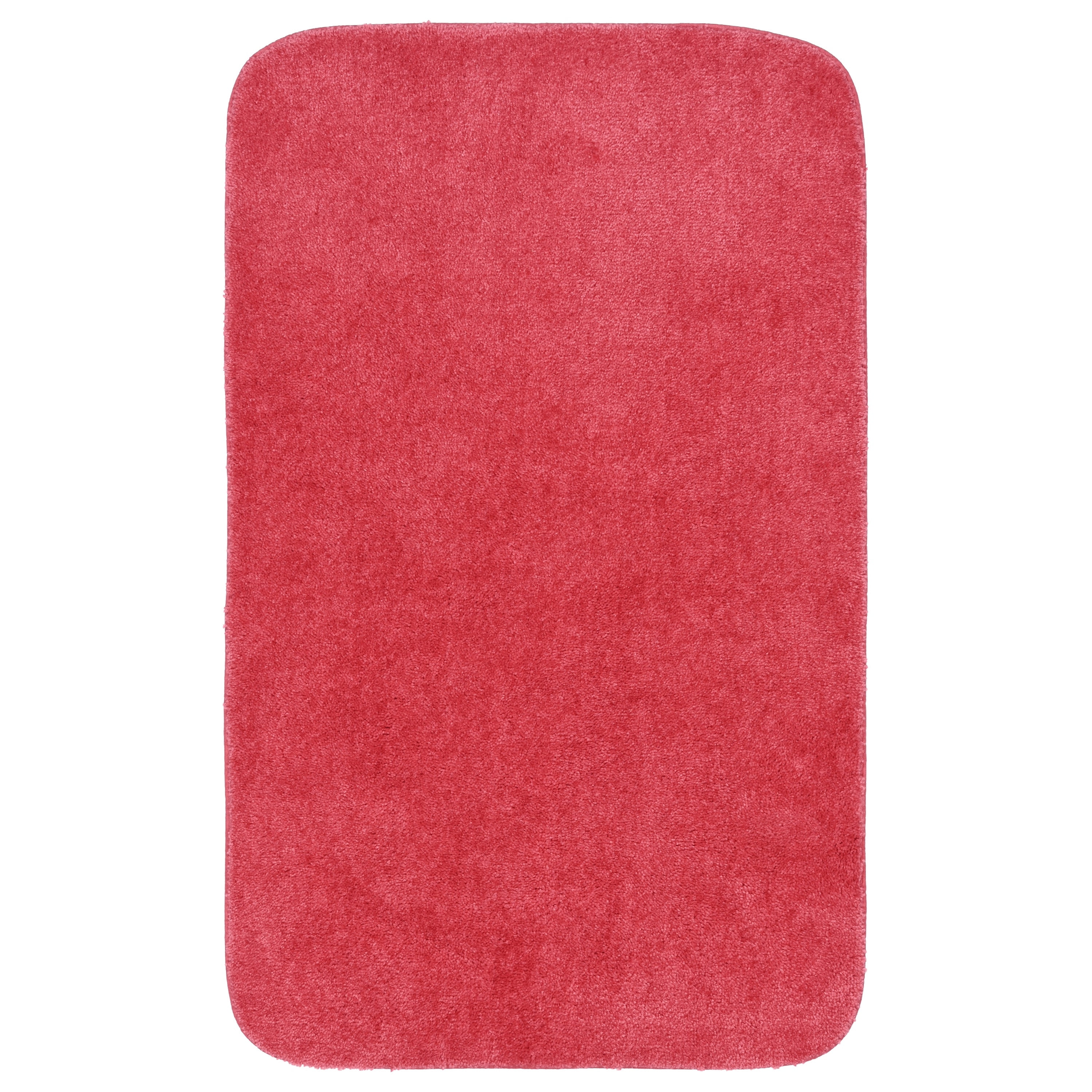 Garland Rug Traditional Washable Nylon Pink Hibiscus Bath Rug, 30" x 50"