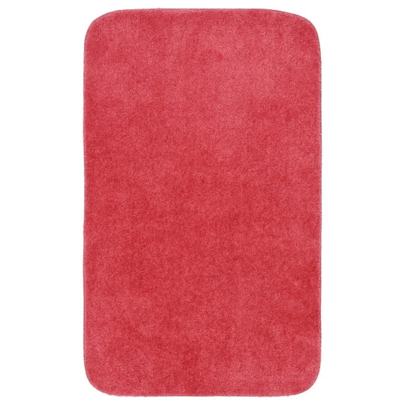 Garland Rug Traditional Washable Nylon Pink Hibiscus Bath Rug, 30" x 50"