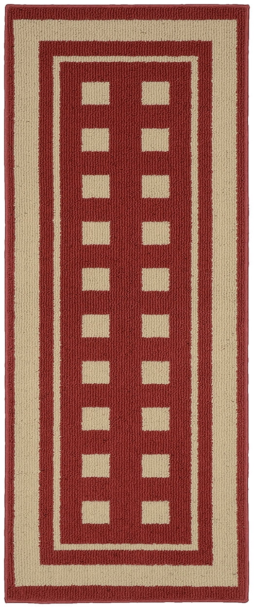 Garland Rugs Manorville Polypropylene Chili/Tan Indoor/Outdoor Runner Rug, 2' x 5'